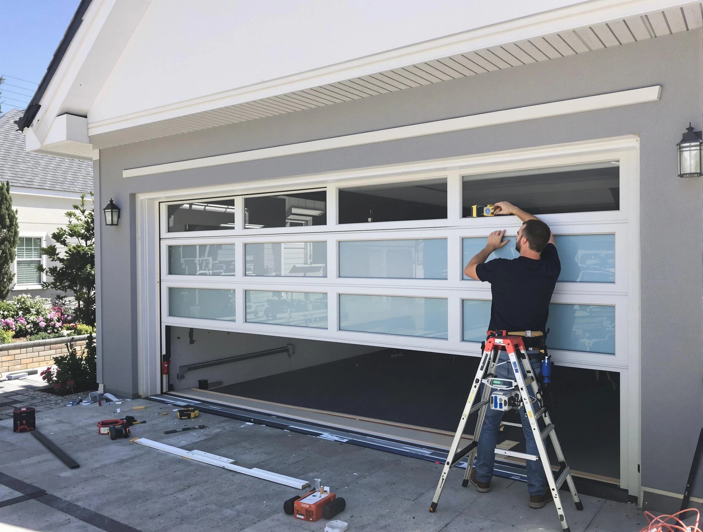 Maplewood Garage Door Repair team performing garage door replacement in Maplewood
