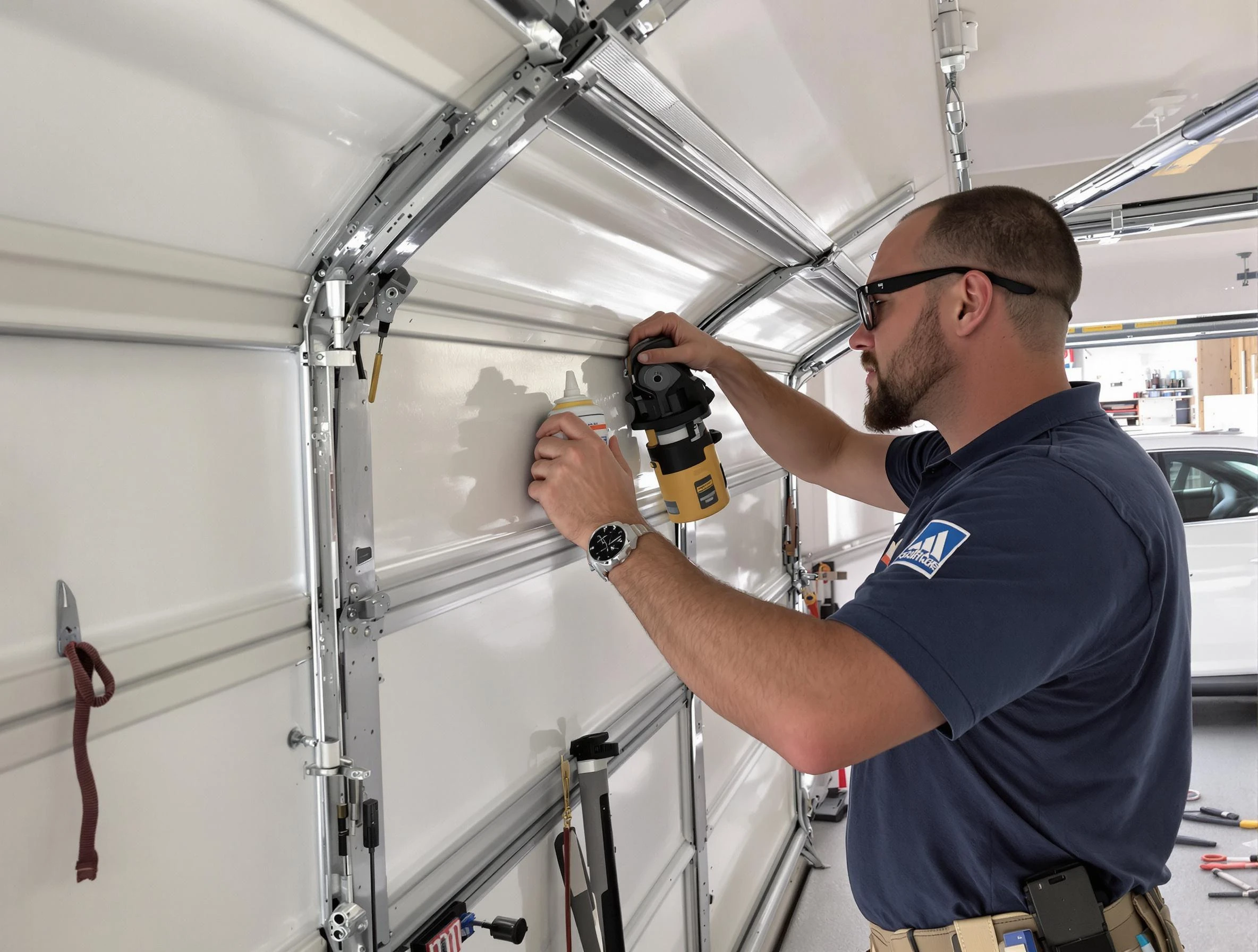 Maplewood Garage Door Repair technician performing comprehensive noise reduction service in Maplewood